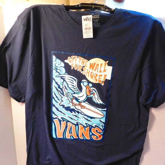 VANS Off The Wall For Shore! Surfing Pelican Blue T-Shirt Men's XXL NEW - Picture 1 of 5